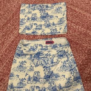 Edikted Blue and White Print Skirt and Top Set